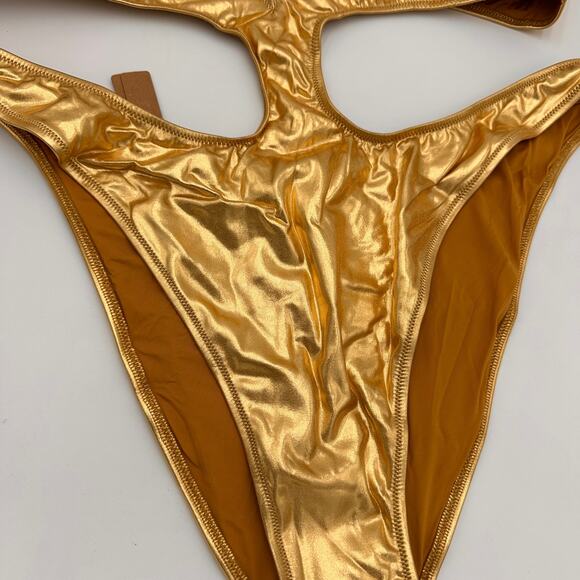 Skims Metallic Gold Swim Halter Monokini New with tags Size 3X - Picture 4 of 6